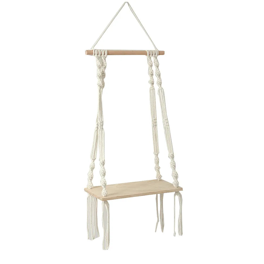 New Hand-woven Tapestry Shelf Cotton Rope Wall Hanging Bohemian Storage Rack Hotel Homestay Children's Room Hanging Decoration