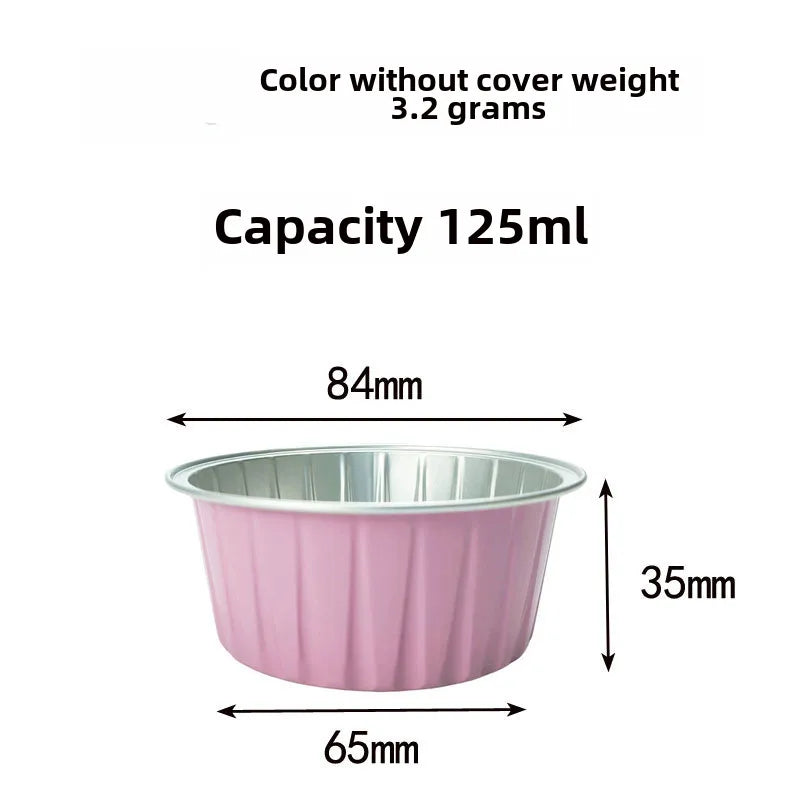 Baking Mold Pudding Cup Air Fryer Special Color Aluminum Foil Box Cake Baking Cup Round Bowl Cake Box