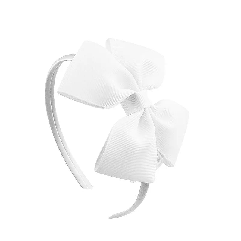 Popular Kidsren's Pure Color Ribbed Rainbow Bow Head Buckle Small Fresh Versatile Girl Headband Hot Sale