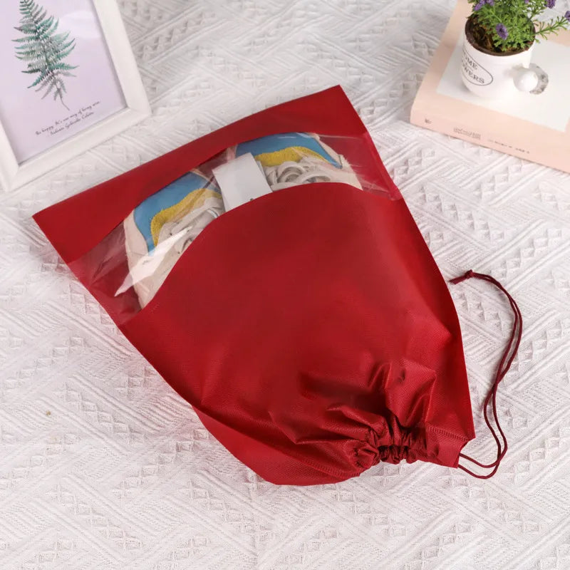 Spot Non-woven Shoe Bag Travel Dustproof Bundle Pocket Clothes Shoes Storage Bag Seasonal Shoes Drawstring Bag Household