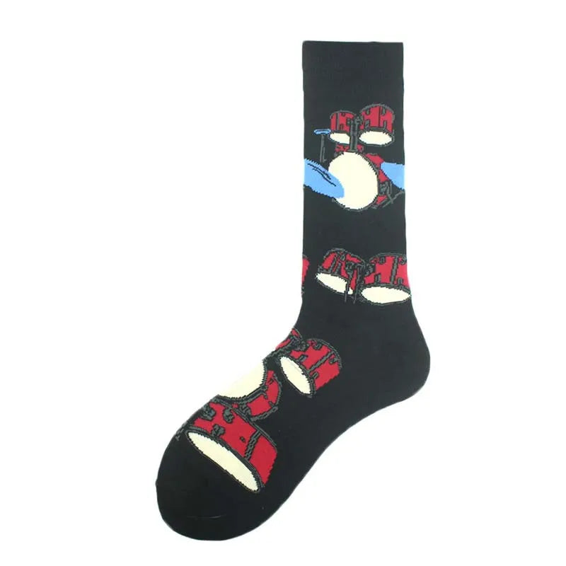 men's fashion cartoon nylon cotton printing crew socks a pair