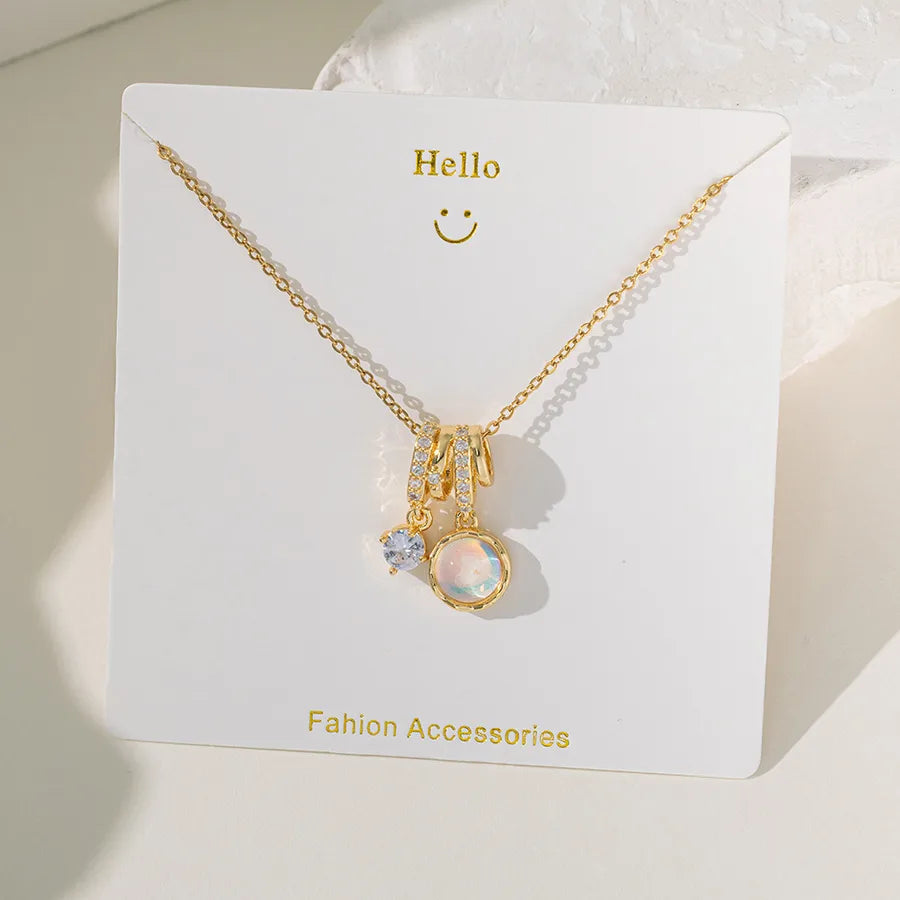 Wholesale Jewelry Elegant Glam Geometric Flower Butterfly 304 Stainless Steel Copper Plating cable chain Pendant Necklace