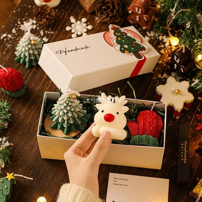Cartoon Christmas Gift Box Creative Birthday Present Beautiful Resin Candle Souvenir Ideal For Christmas Small Gifts