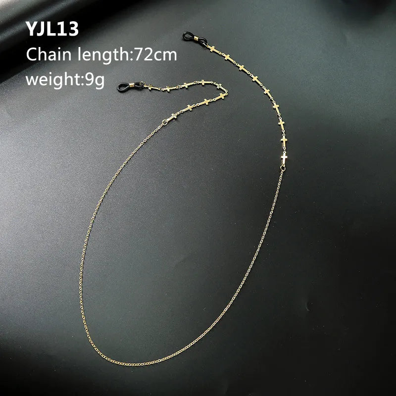 ins Crystal Shell Pearl Glasses Chain Fine Glasses Lanyard Chain Tassel Jewelry Necklace Anti-slip Chain