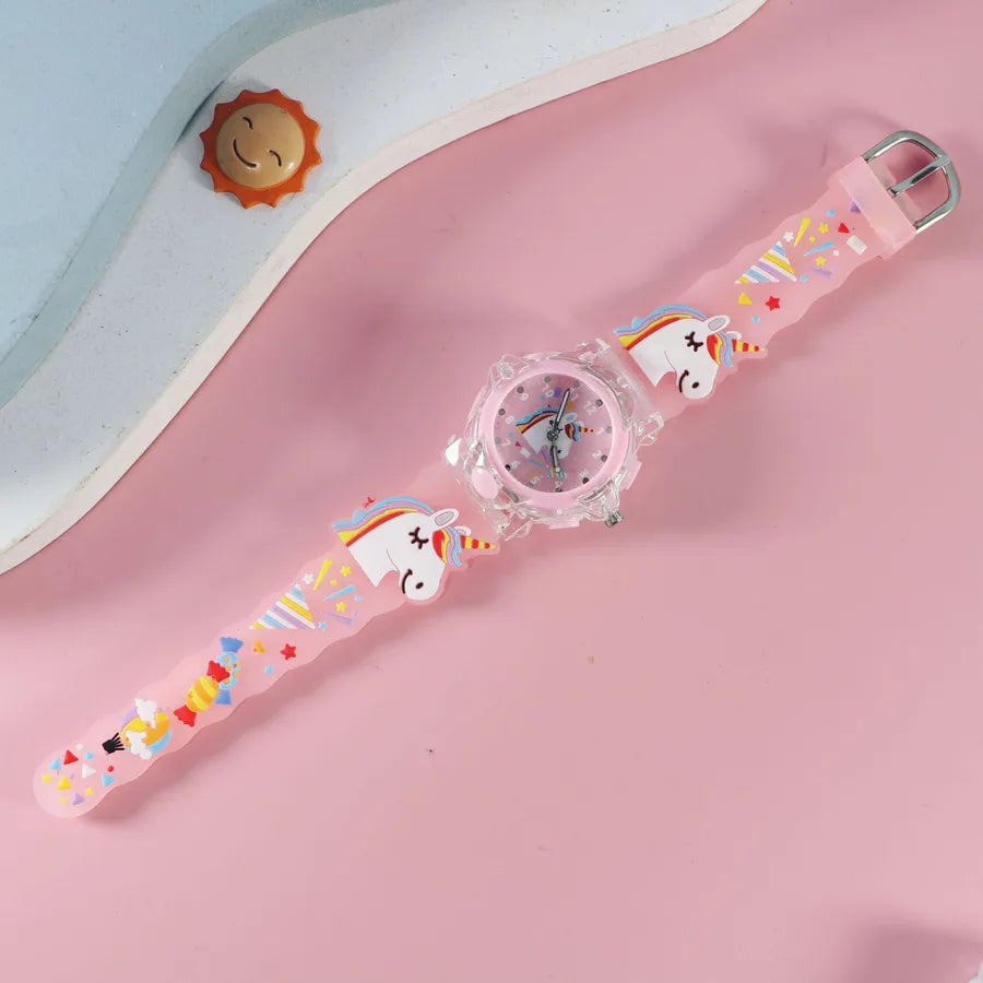 Children's Watch Creative Cartoon Quartz Color Shell Luminous Series Watch Primary School Boys and Girls 3D Viscose Watch