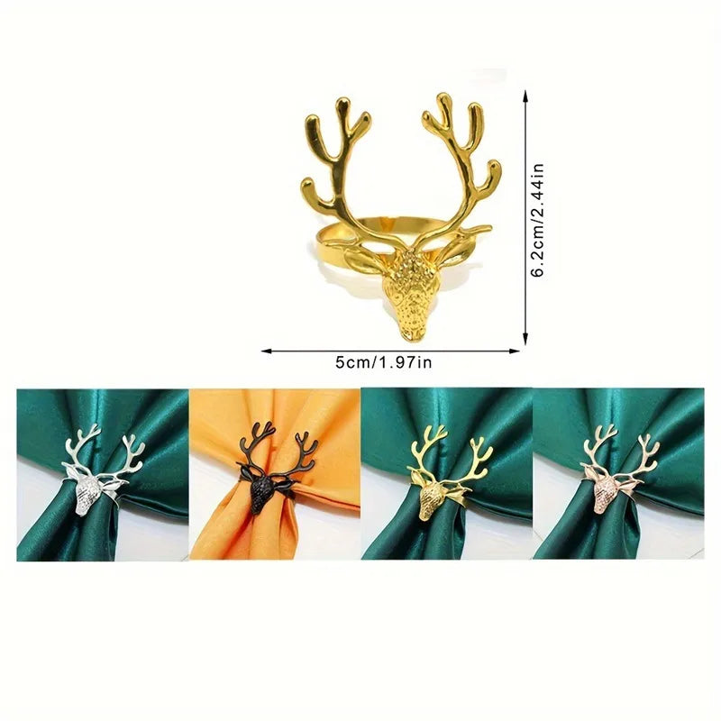 Fashionable Electroplated Christmas Deer Head Sacrificial Festival Sheep Head Bull Head Iron Napkin Rings Style