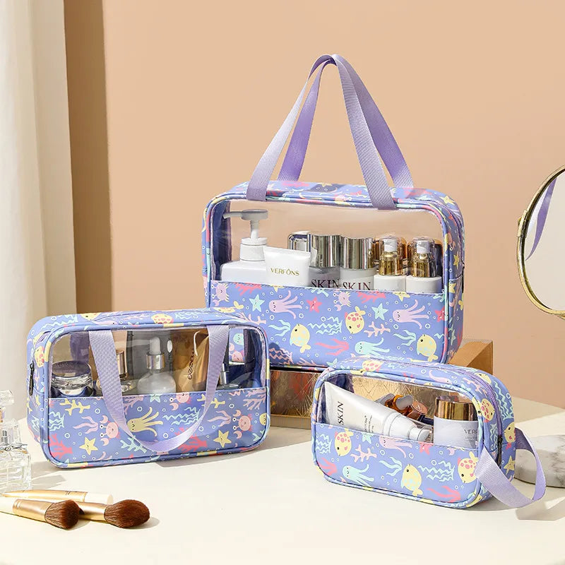 cute pastoral solid color pu leather makeup bags