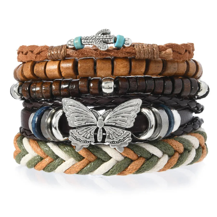 Retro Round Wood Beaded Men's Bracelets