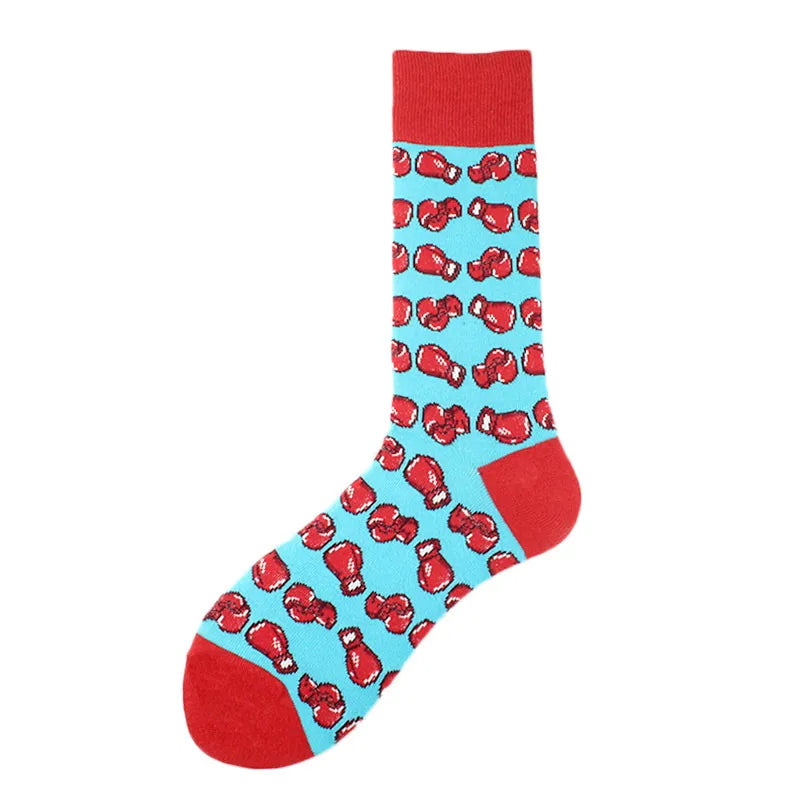 men's fashion cartoon nylon cotton printing crew socks a pair