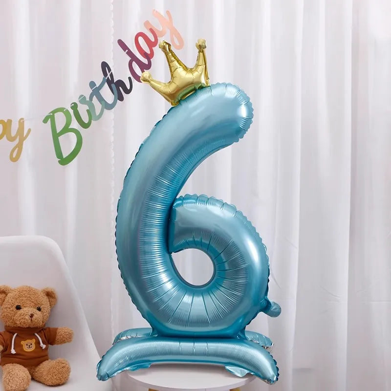 42-Inch Stand-Up Large Pink Base Number Balloons Birthday Decoration Scene Arrangement One-Year-Old Photo Props Balloons