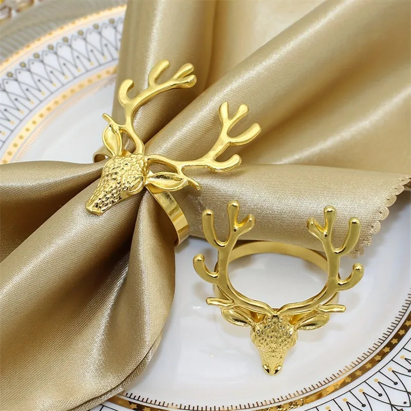 Fashionable Electroplated Christmas Deer Head Sacrificial Festival Sheep Head Bull Head Iron Napkin Rings Style