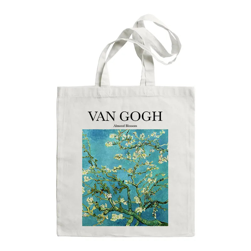 women's retro oil painting shopping bags