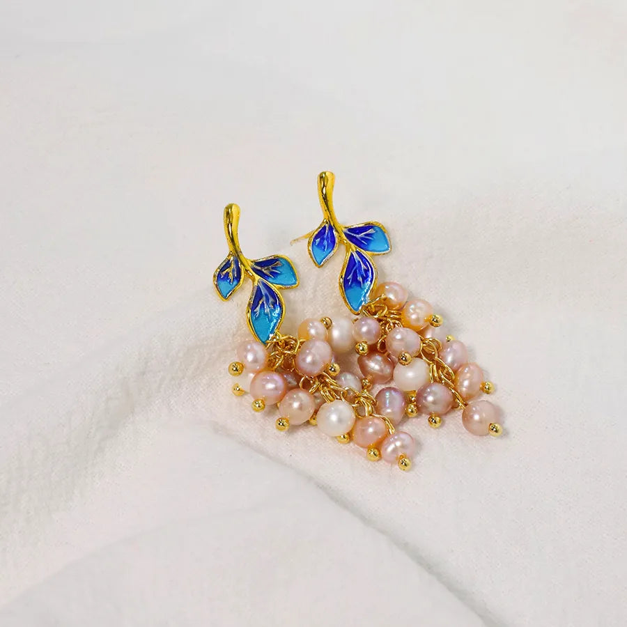 Live broadcast natural pearl earrings high-grade earrings s925 silver needle women's design natural freshwater real pearl