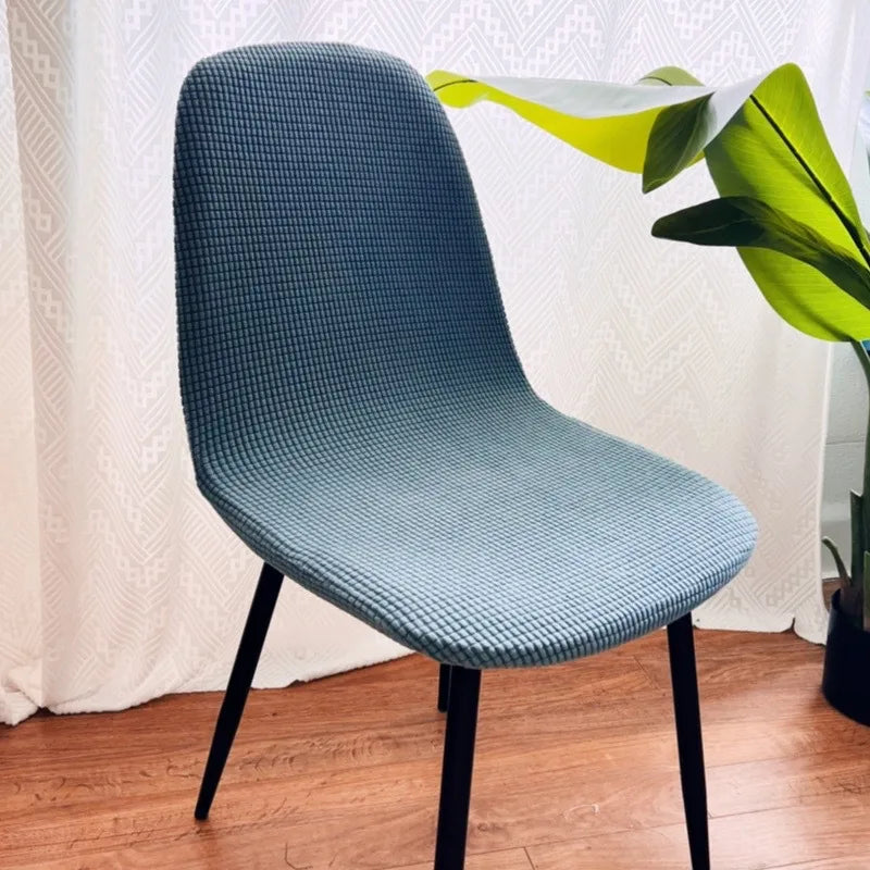 Simple solid color shell-shaped seat cover thickened polar fleece jacquard chair cover Universal Universal hotel dining chair cover