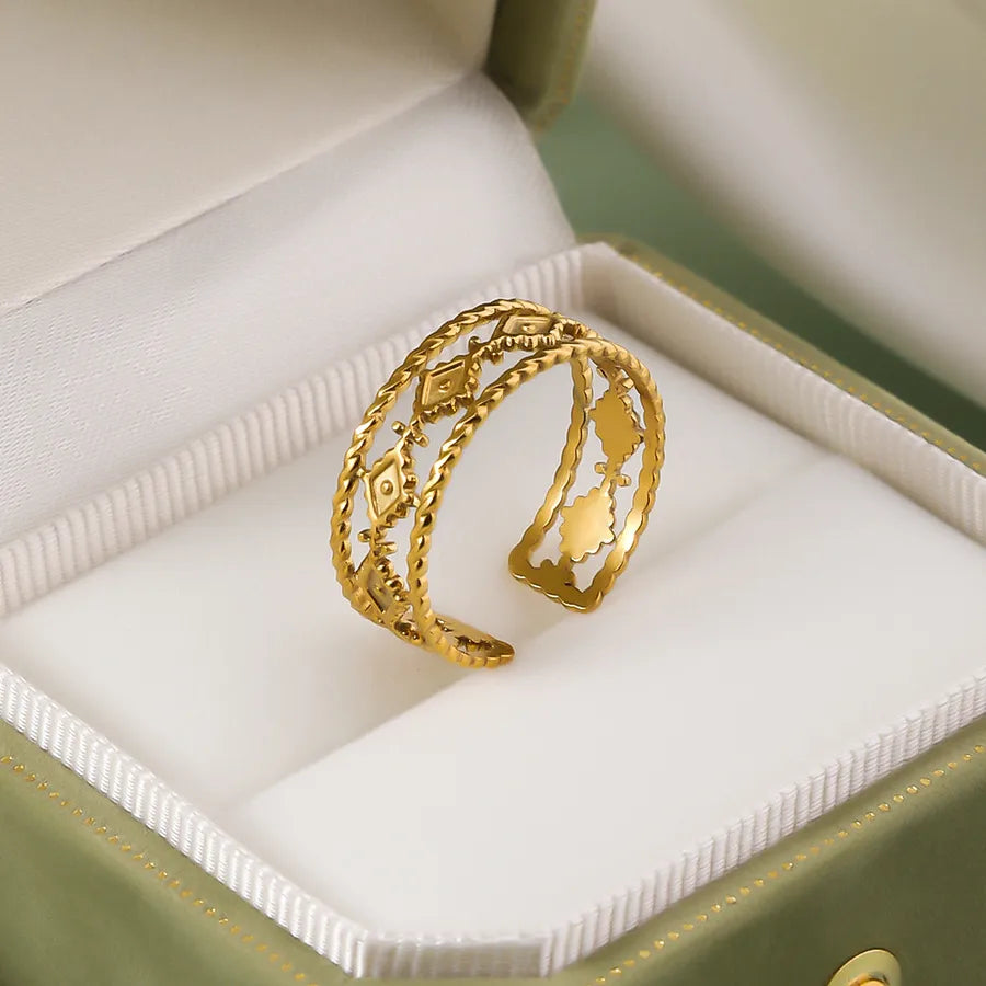 Wholesale Jewelry IG Style Elegant Retro Geometric Leaf Heart Shape 304 Stainless Steel Plating Open Rings