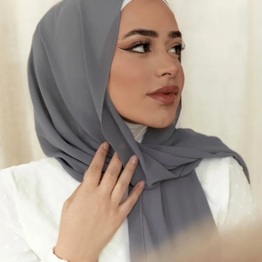 Women's Elegant Basic Solid Color Chiffon Silk Scarf
