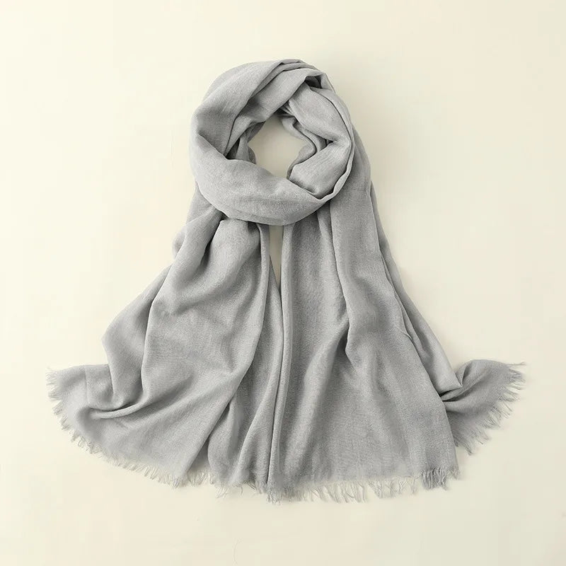women's simple style solid color cotton and linen silk scarves