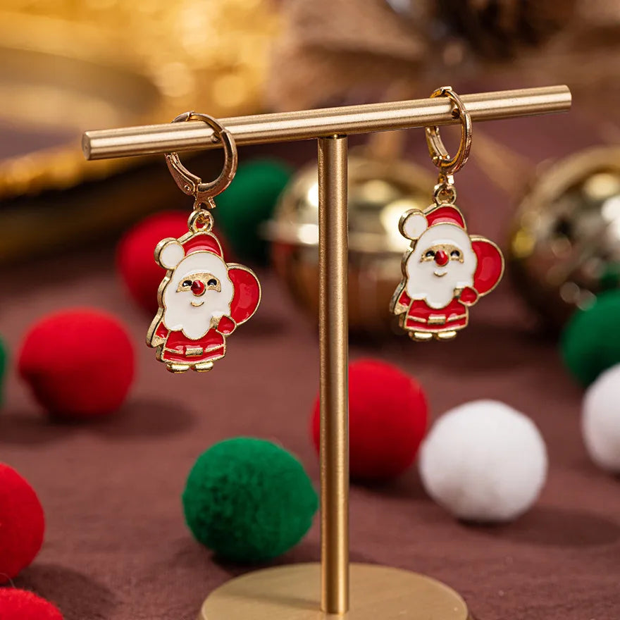 Christmas Theme Alloy Ear Cuff Drop Earrings New Products Small Pendant Diy Accessories Christmas Hat