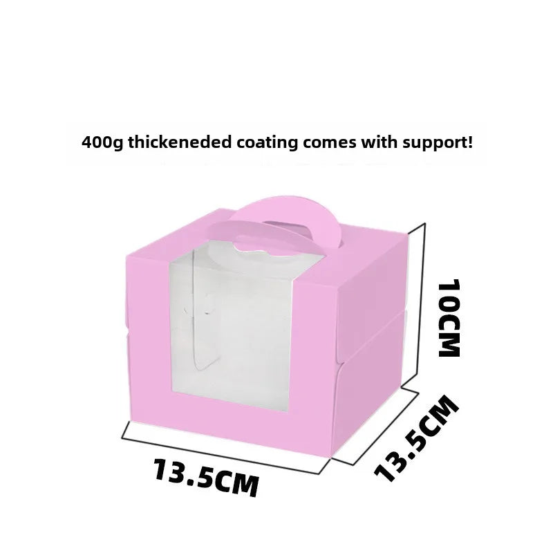Three three four four six six eight eight inch birthday cake box portable cake box transparent window cake dessert packing box