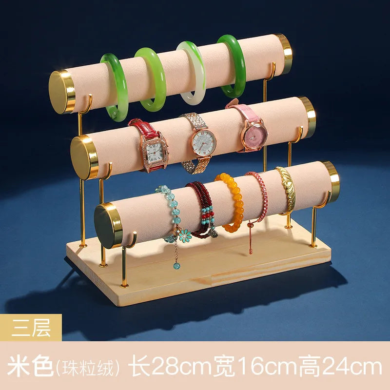 High-End Jewelry Display Stand Multi-Layer Bracelet Holder Watch Storage Rack Novelty Design Wooden Jewelry Accessory Showcase