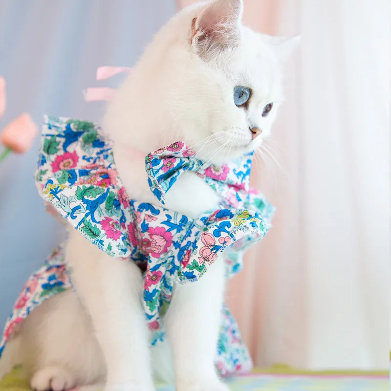 cute cotton flower bow knot pet clothing