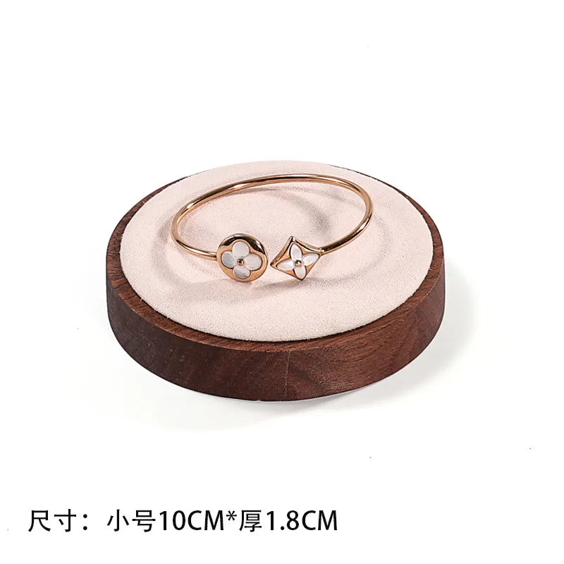 Walnut Round Bracelet Display Stand Chain Bracelet Tray Jewelry Accessory Show Props Solid Wood Hand Chain Display Plate