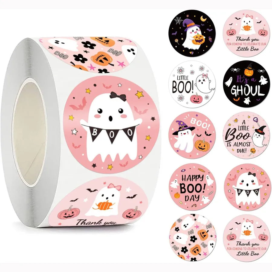 500 Pieces Halloween Festival Celebration Skeleton Non-drying Adhesive Stickers Labels Sealing Stickers Cardstock Material