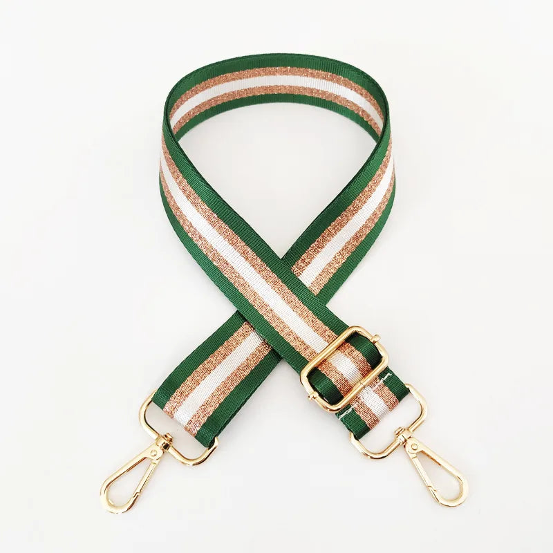 new colorful nylon wide shoulder strap bright gold thread purse accessories strap adjustable shoulder crossbody replacement long strap