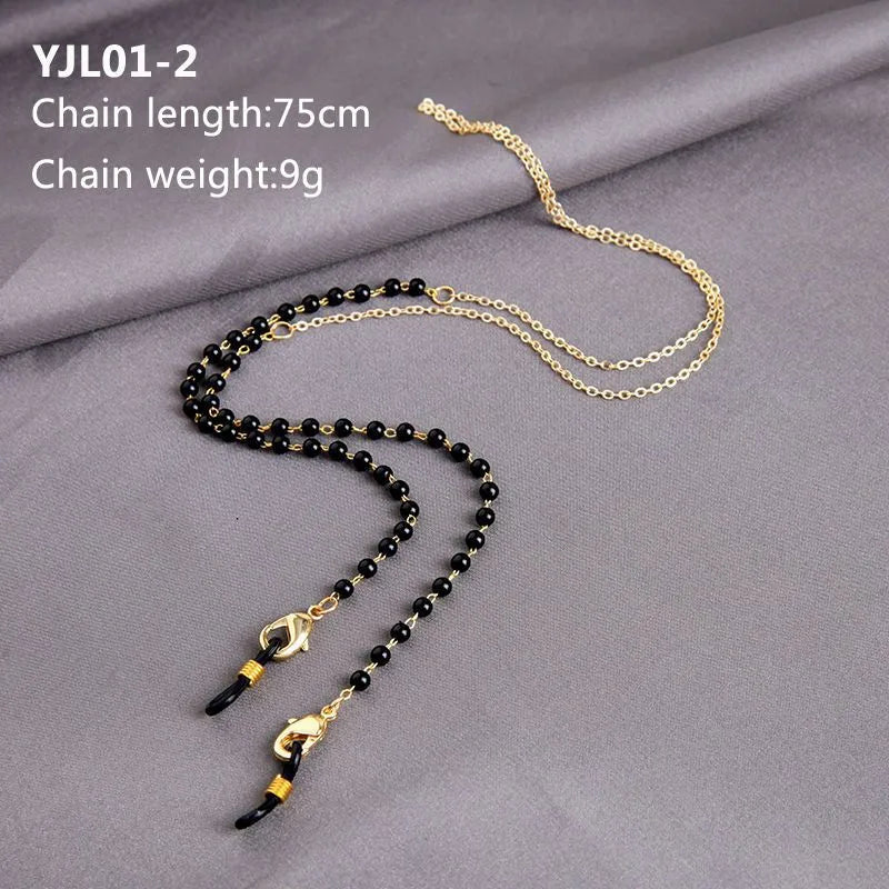 ins Crystal Shell Pearl Glasses Chain Fine Glasses Lanyard Chain Tassel Jewelry Necklace Anti-slip Chain