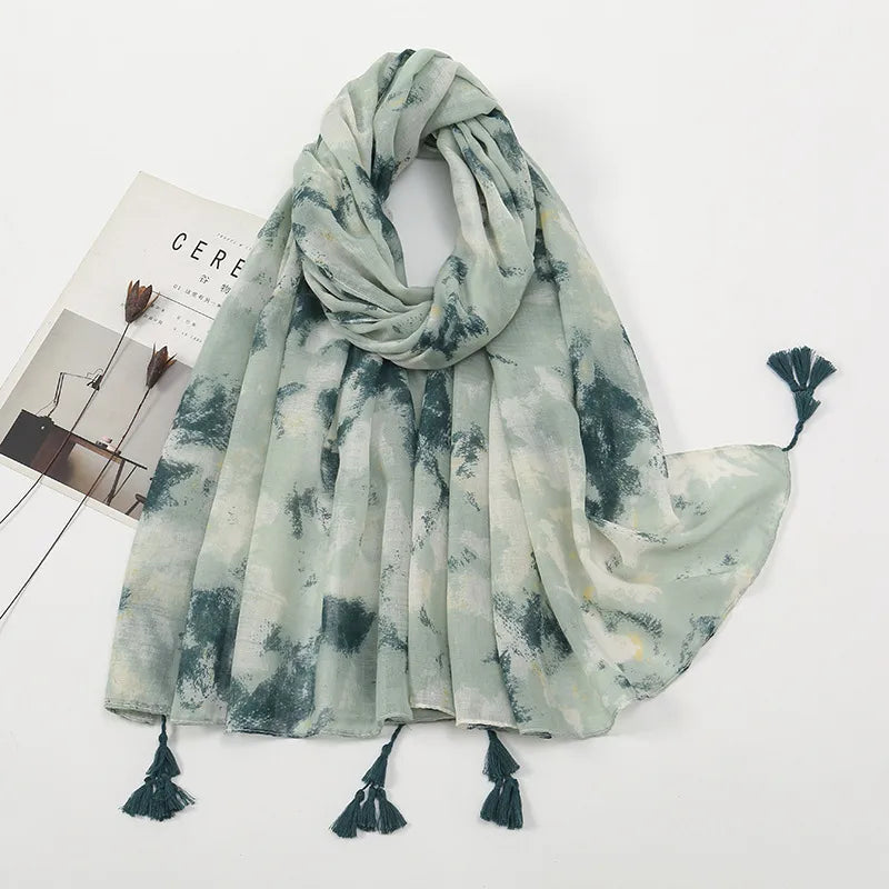 Women's Sweet Color Block Polyester Printing Scarf