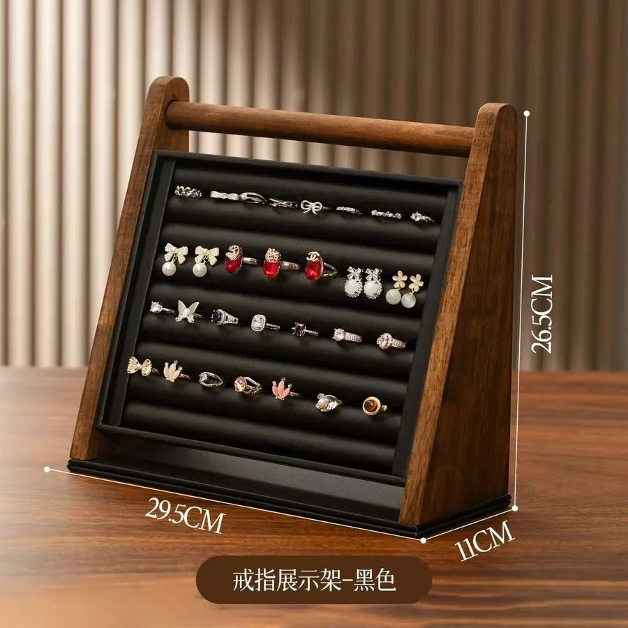 Walnut Wooden Slope Display Stand Jewelry Earring Storage Rack Bracelet Watch Organizer Modern Simple Style Home Decor