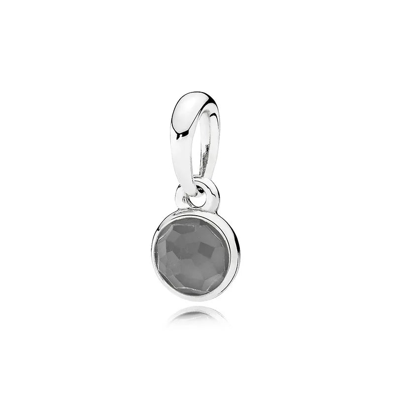 New Hot-Selling Monthly Pendant Water Drop 925 Silver Pendant April Birthstone Garnet Rose Quartz Necklace Women's Jewelry