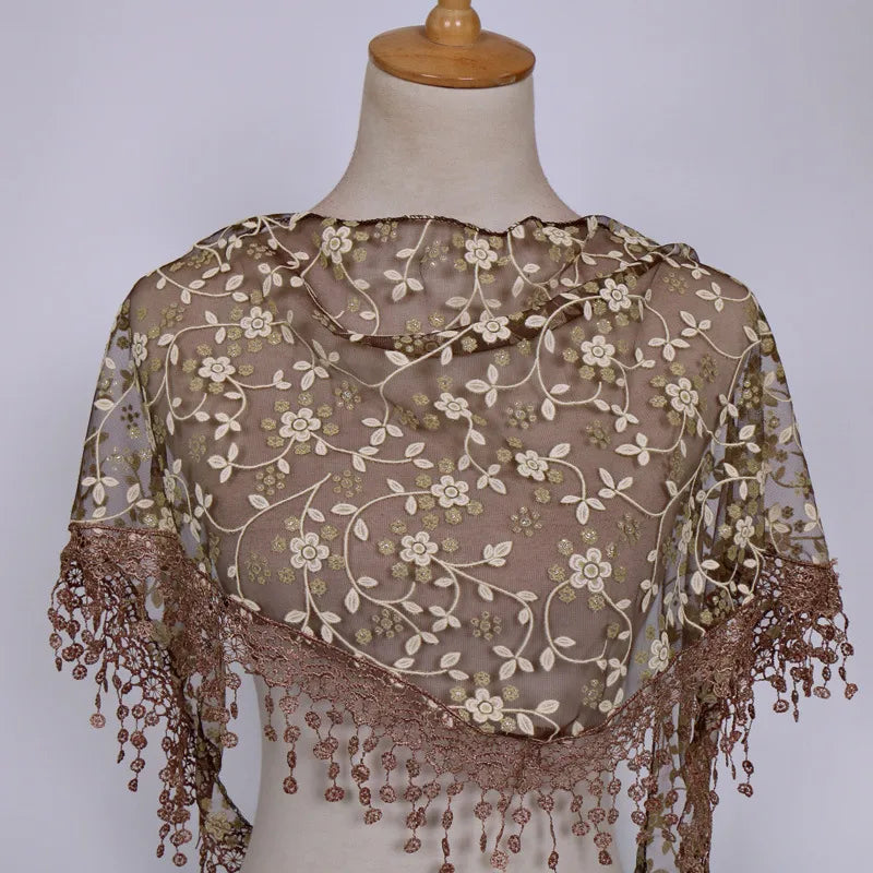fashion flower polyester lace chiffon scarves