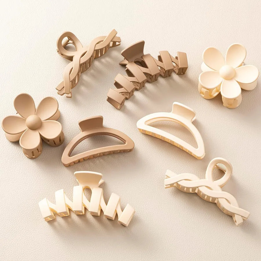 Hot Barrettes Milk Tea Color Hair Accessories Simple Geometric Shark Clip Back Head Updo Hair Clip Barrettes Wholesale