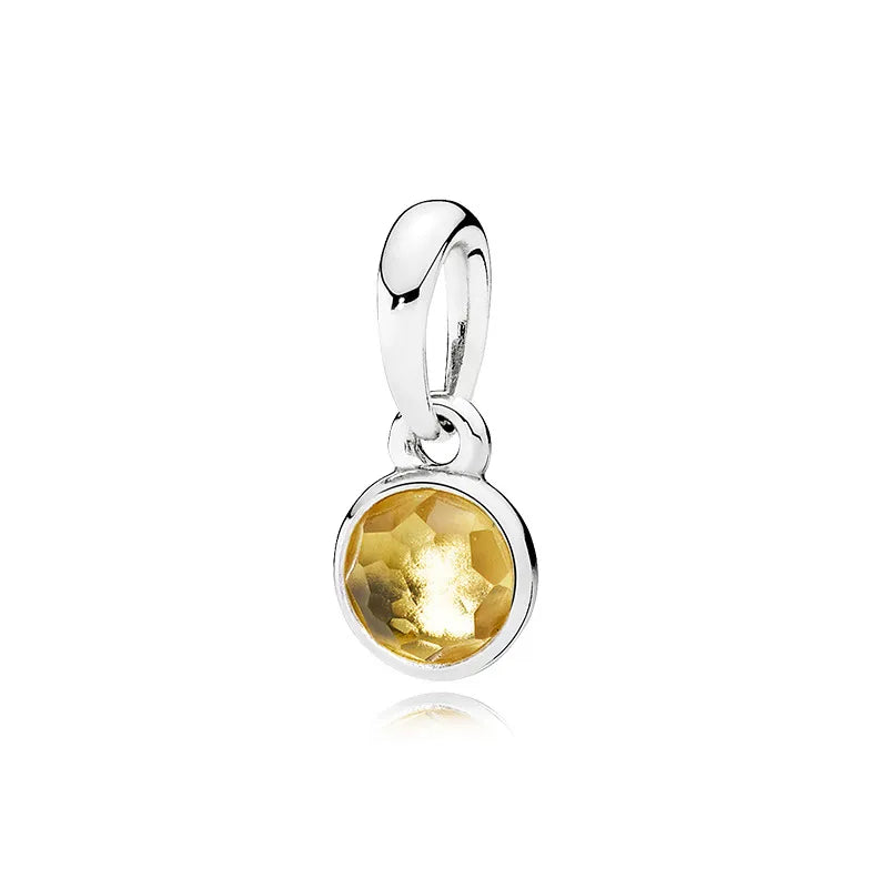 New Hot-Selling Monthly Pendant Water Drop 925 Silver Pendant April Birthstone Garnet Rose Quartz Necklace Women's Jewelry
