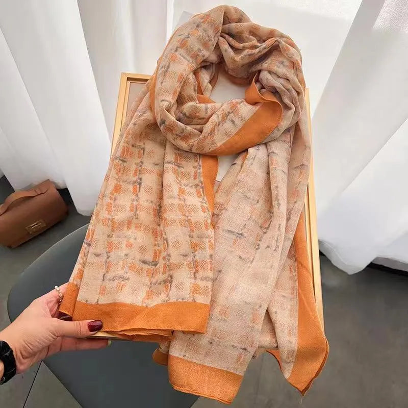 women's fashion star heart shape cotton and linen printing cotton linen scarves