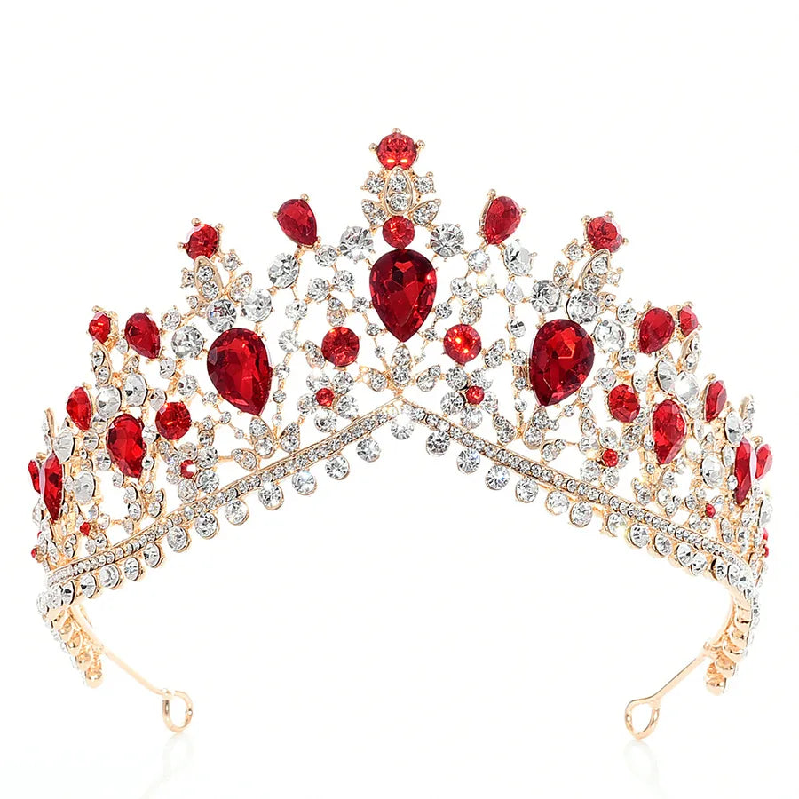 fashion water droplets crown alloy hollow out inlay rhinestones crown 1 piece