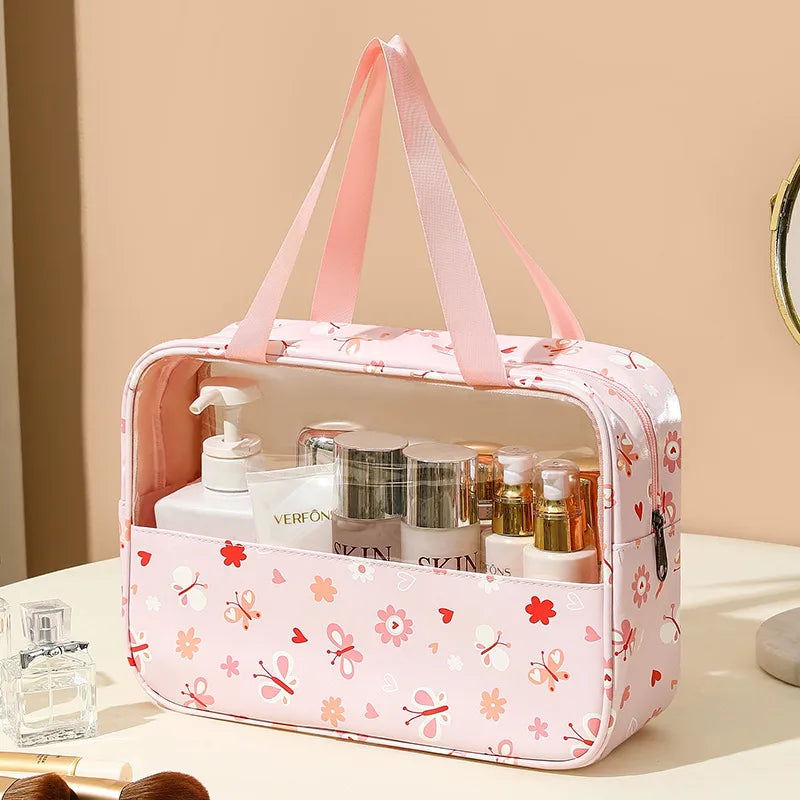 cute pastoral solid color pu leather makeup bags