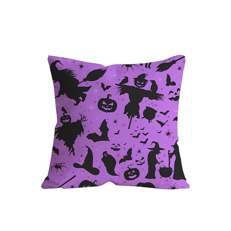 Retro Halloween Skeleton Print Sofa Pillowcase Living Room Decorative Cushion Cover Simple Style Printed Throw Pillow Case