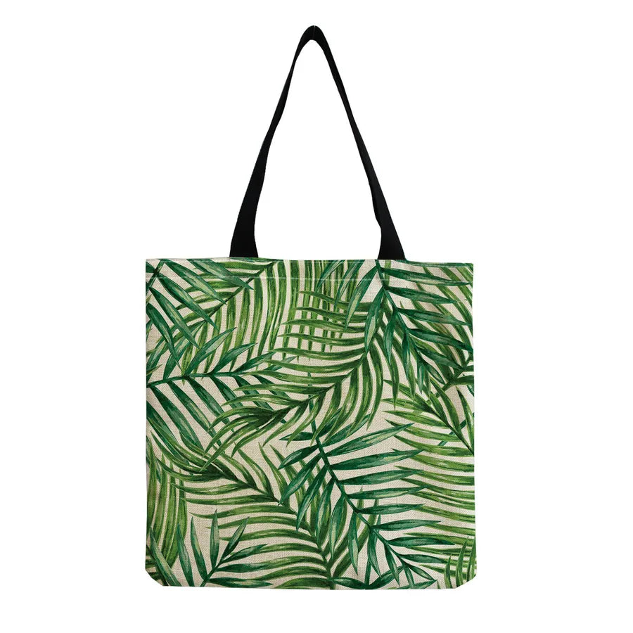 women's tropical leaf shopping bags