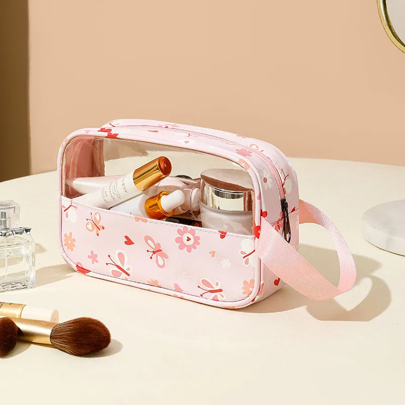 cute pastoral solid color pu leather makeup bags