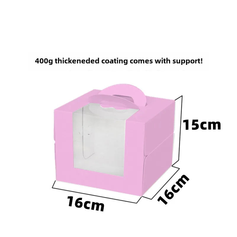 Three three four four six six eight eight inch birthday cake box portable cake box transparent window cake dessert packing box
