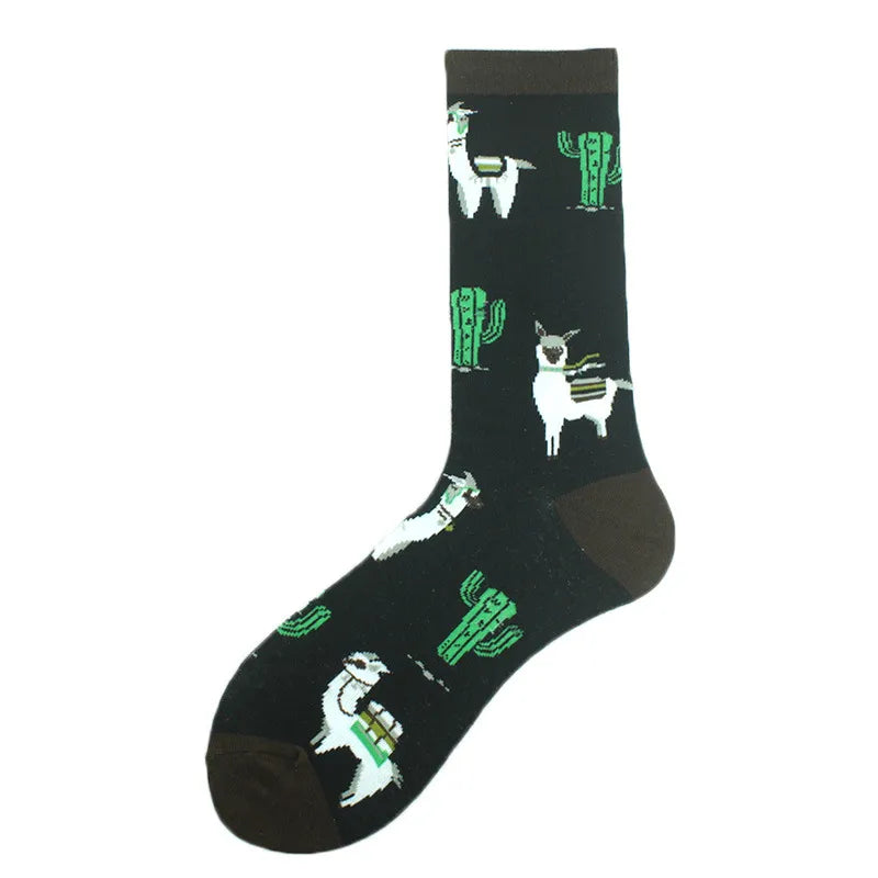 men's fashion cartoon nylon cotton printing crew socks a pair