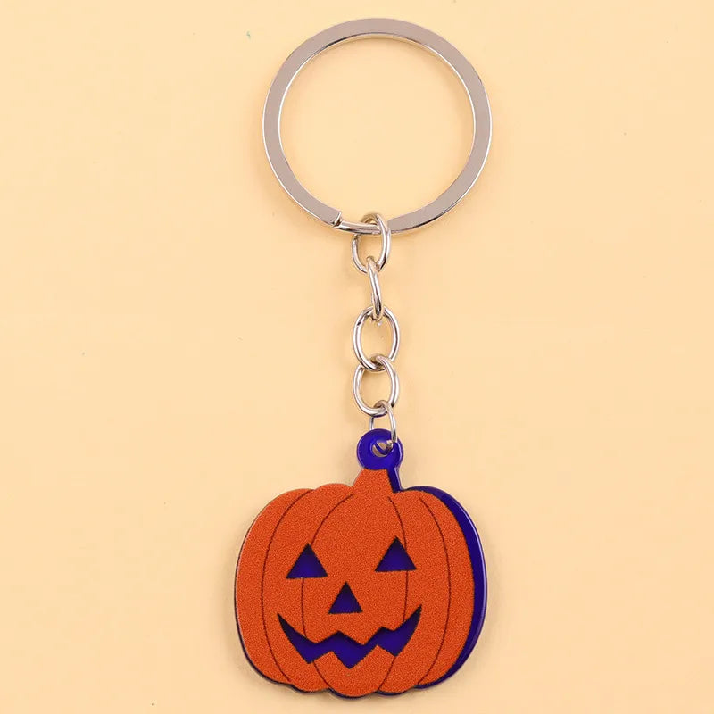 Cartoon Acrylic Keychain Color Block Spider Bat Design Cute Style Personality Hanging Ornament Accessories Halloween Series