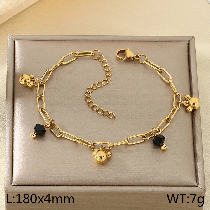 IG Style Vintage Style Cherry Ocean Butterfly 304 Stainless Steel 18K Gold Plated Paperclip Chain Bracelets In Bulk