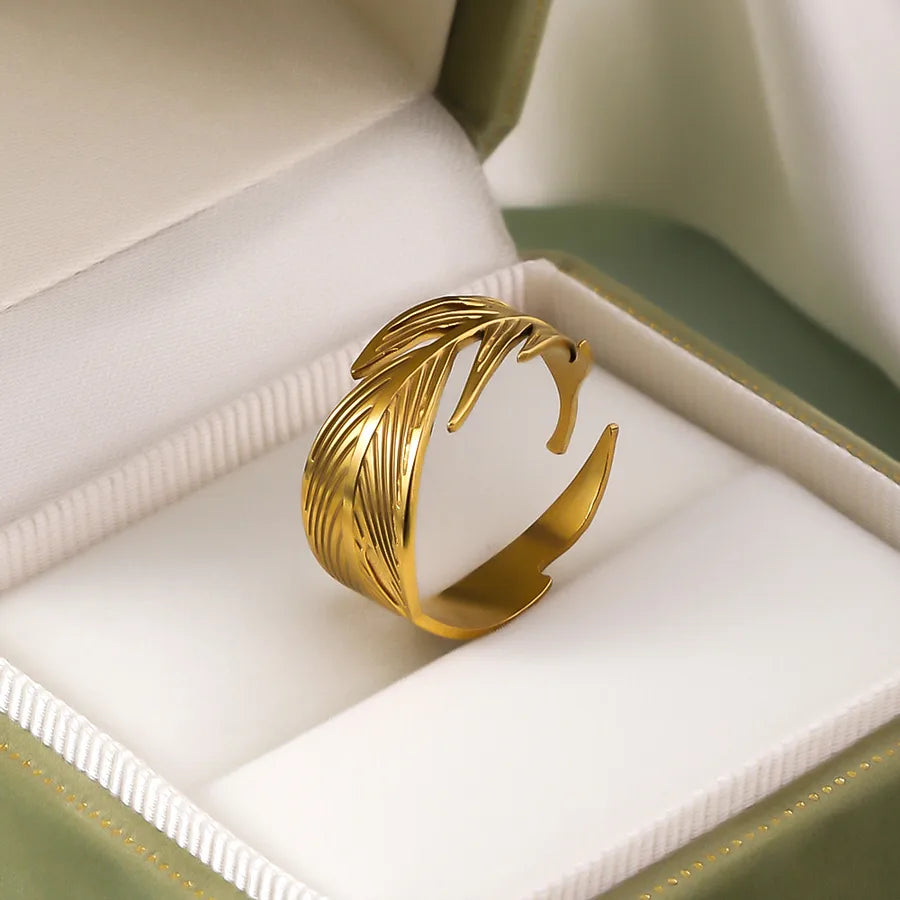Wholesale Jewelry IG Style Elegant Retro Geometric Leaf Heart Shape 304 Stainless Steel Plating Open Rings