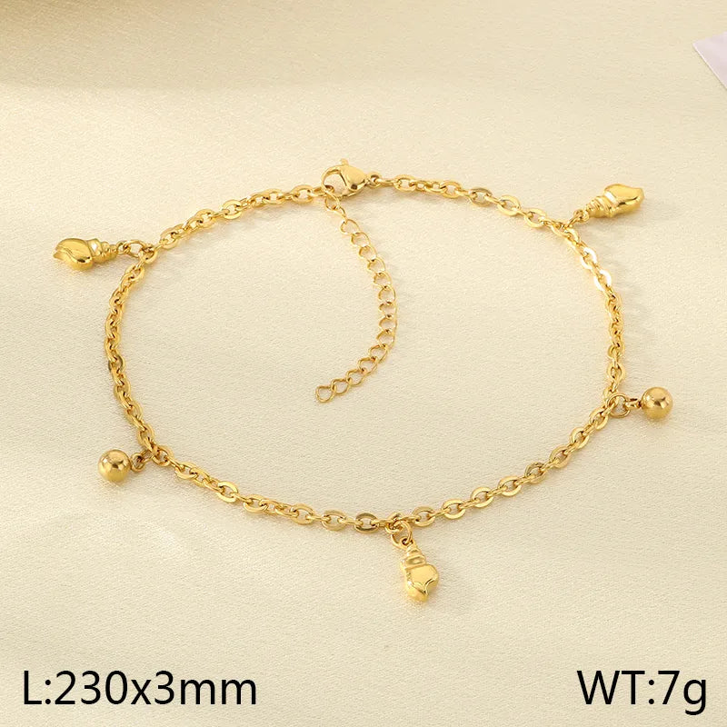 Wholesale Jewelry IG Style Vintage Style Star Moon Cherry 304 Stainless Steel 18K Gold Plated Anklet