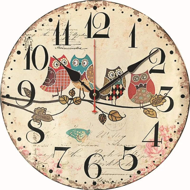 A generation of wall clock retro simple wooden clock wall hanging decorative round clock creative mute clock