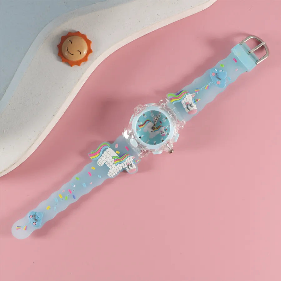 Children's Watch Creative Cartoon Quartz Color Shell Luminous Series Watch Primary School Boys and Girls 3D Viscose Watch