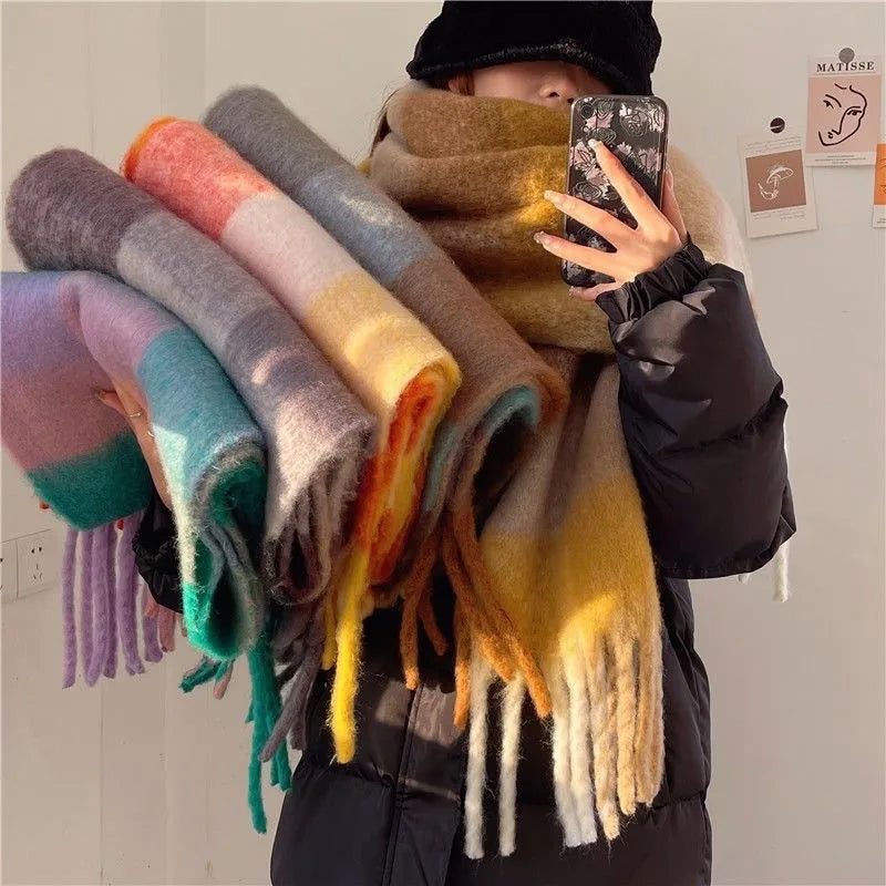 Unisex Casual Simple Style Classic Style Lattice Imitation cashmere Scarf